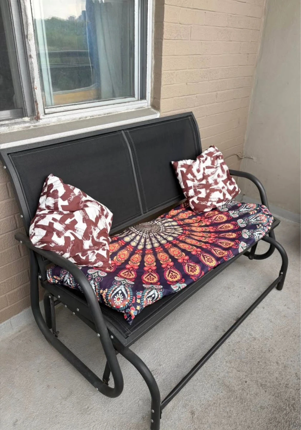 Black Outdoor Glider Bench - photo 2