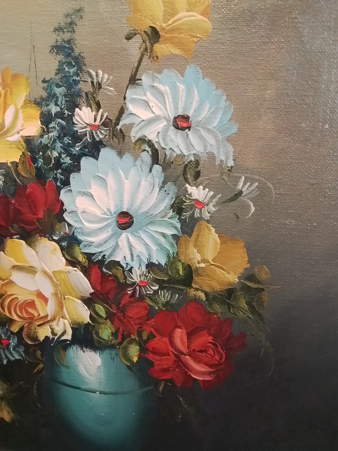 Floral Still Life Oil Painting – Signed "Cindy" - photo 3