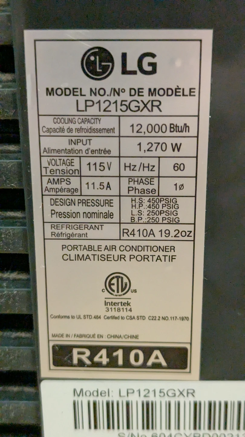 PRICE FIRM! LG 12,000 BTU 3-in-1 Portable Air Conditioner AC+Rem - photo 4