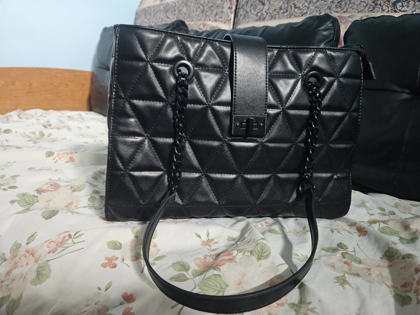 ALDO Black Quilted Tote Bag