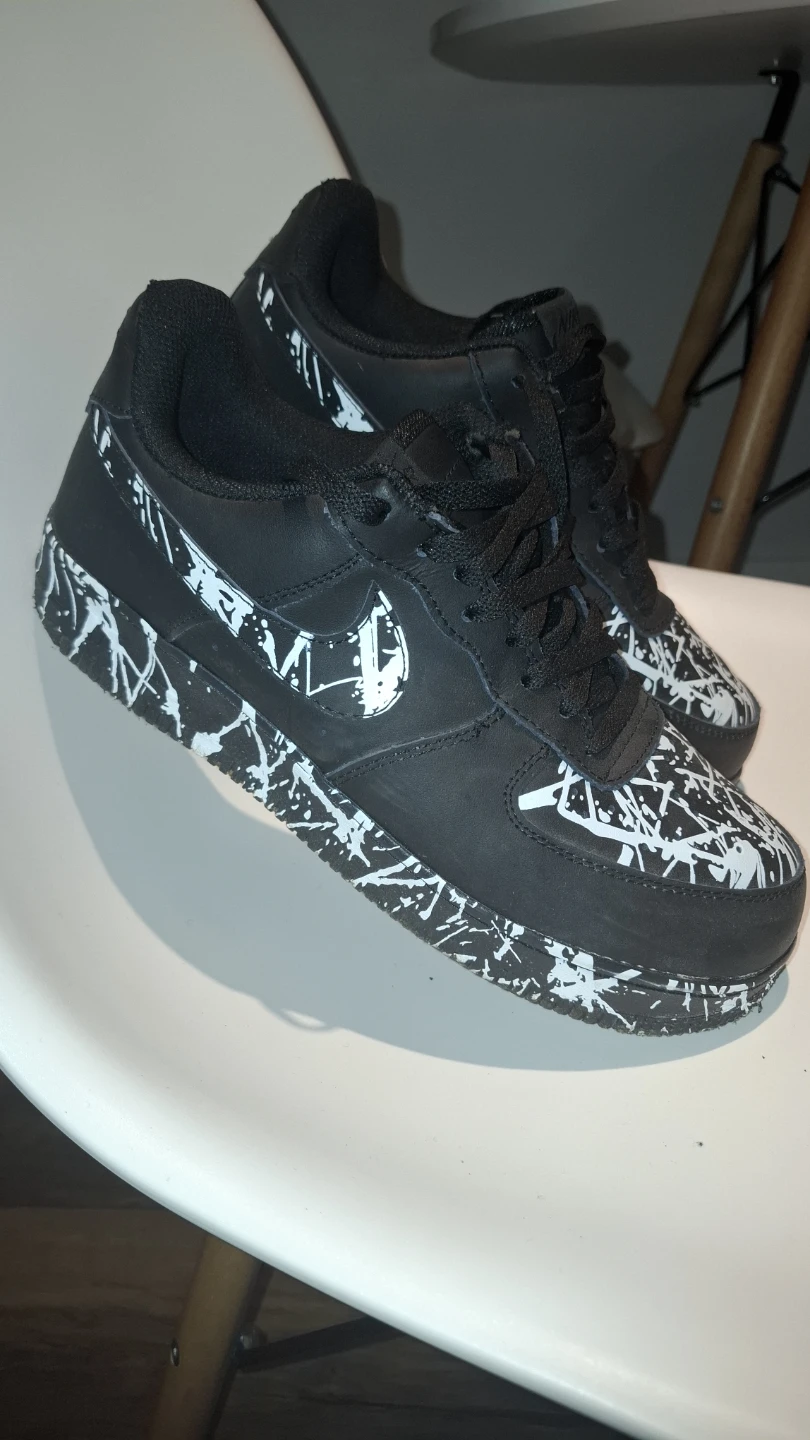 Nike Air Force 1 Black White Splatter Shoes - photo 3
