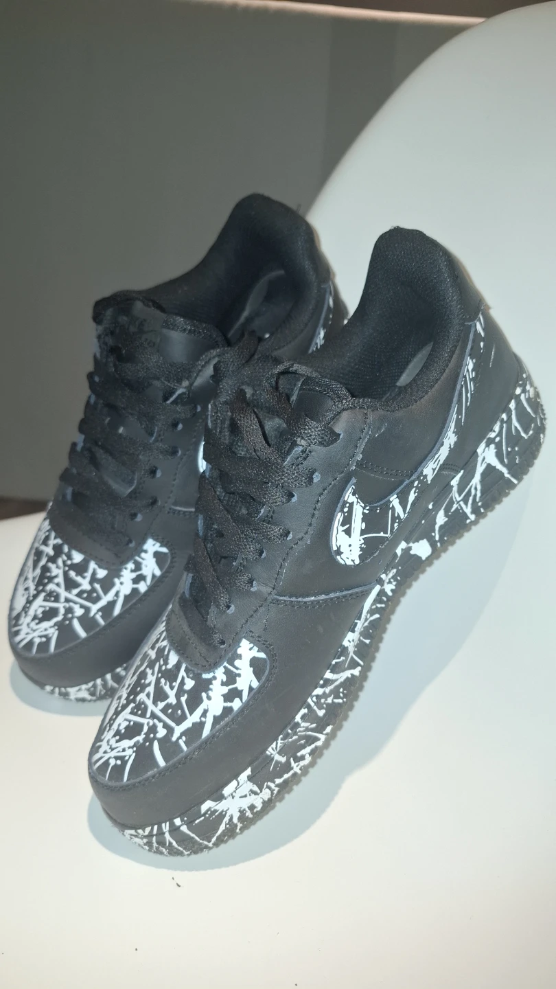 Nike Air Force 1 Black White Splatter Shoes - photo 4