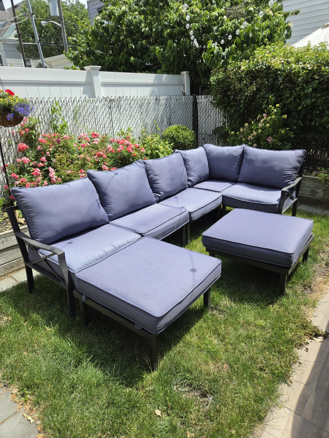 Blue Sectional Outdoor Patio Furniture Set