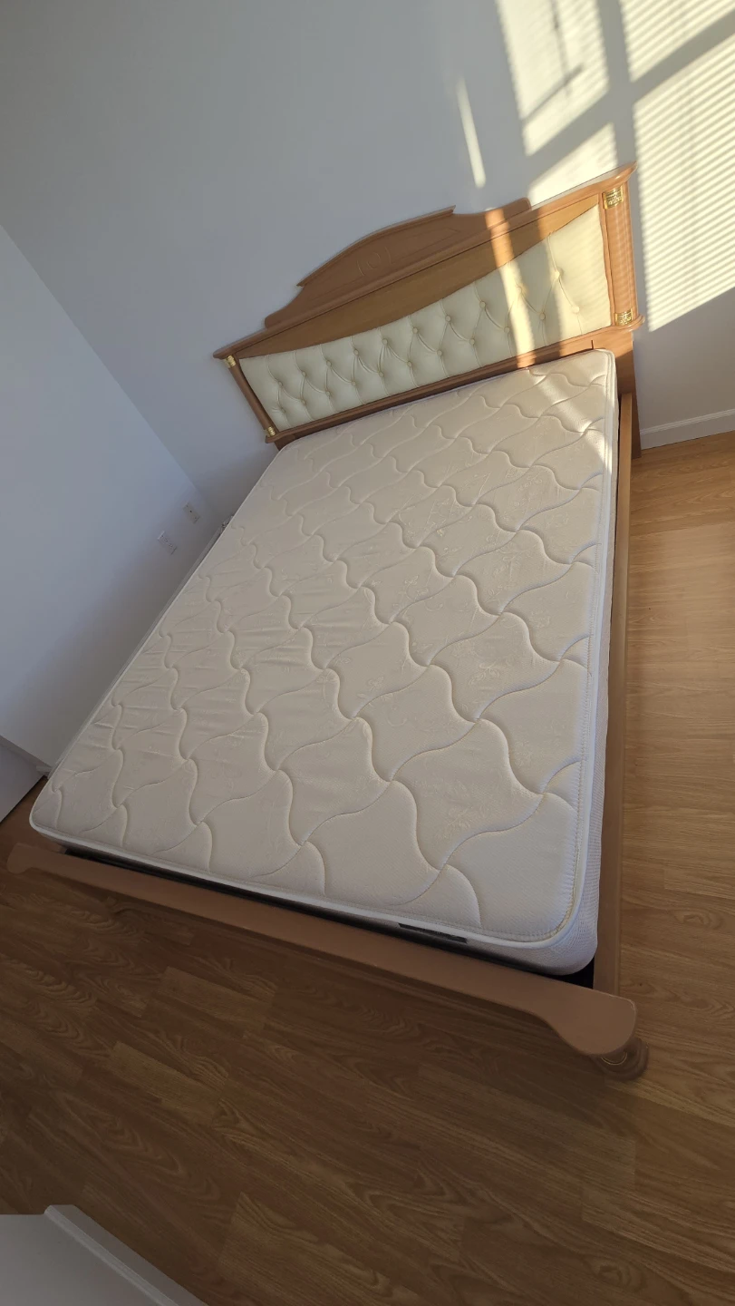 Wooden Bed Frame with Tufted Headboard - photo 2