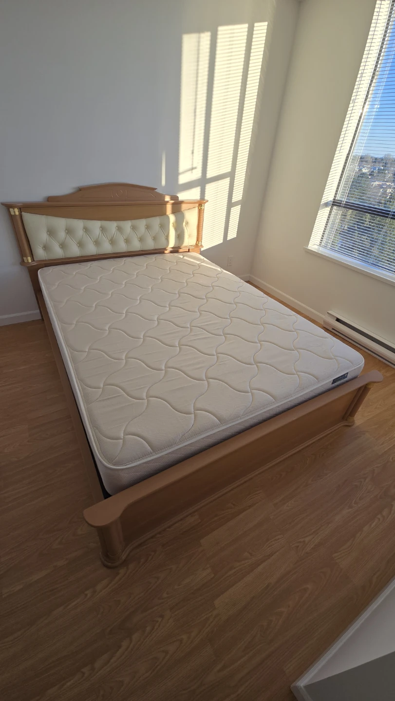 Wooden Bed Frame with Tufted Headboard - photo 3