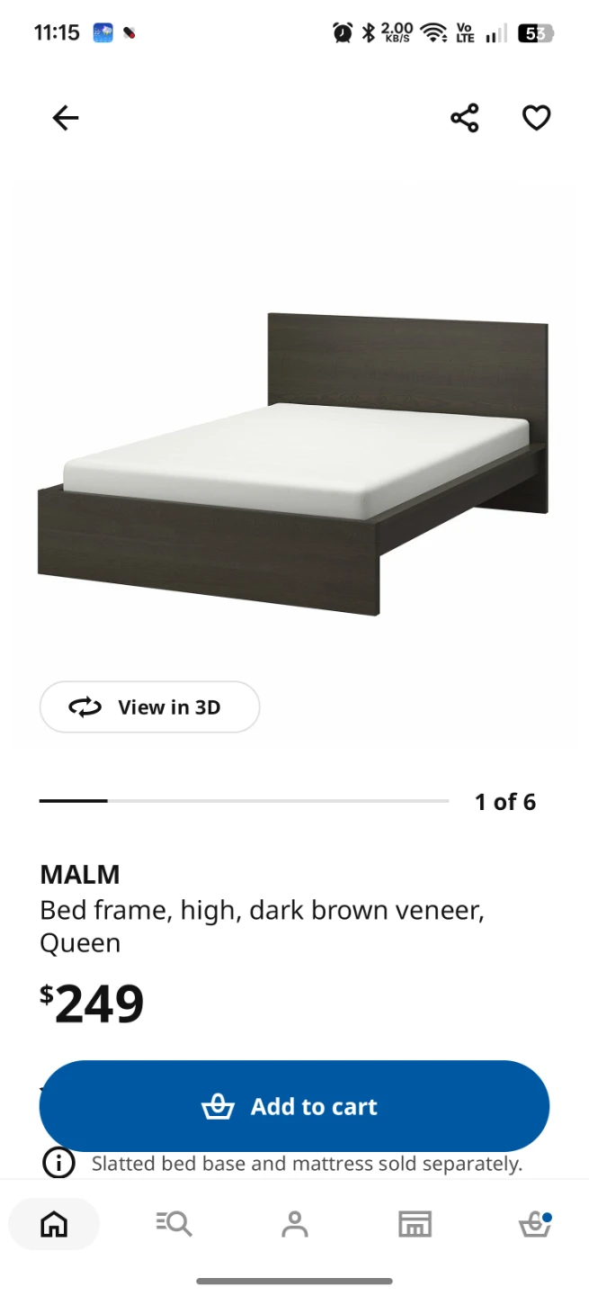 IKEA MALM Queen Bed Frame - Dark Brown - photo 2