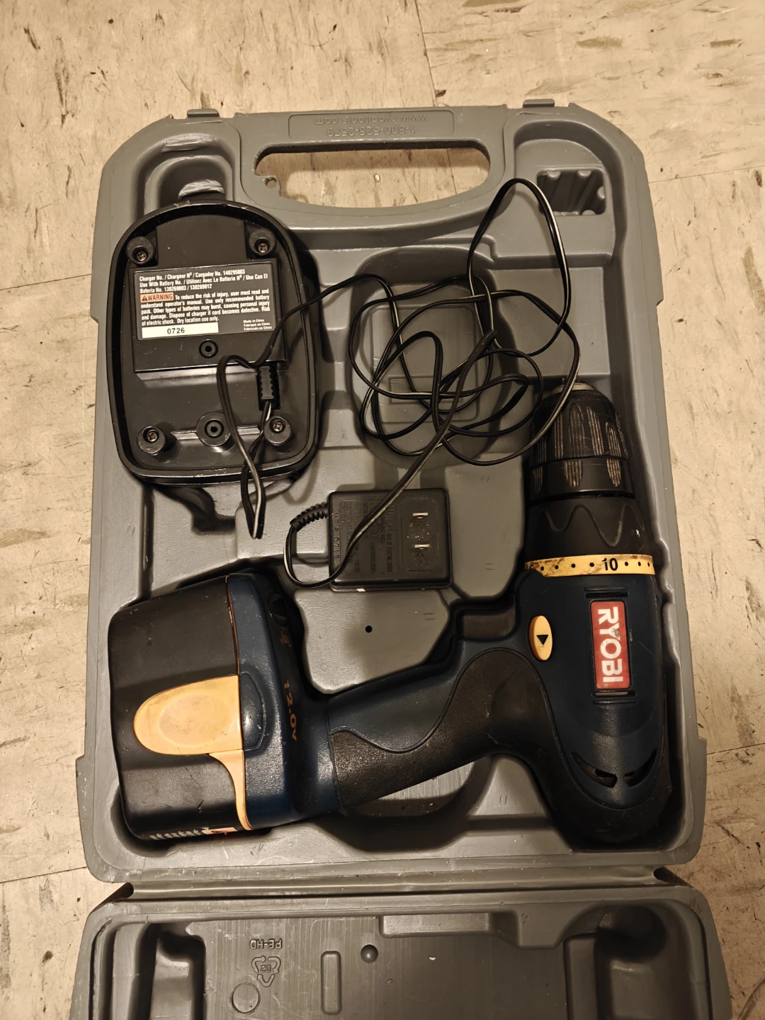 Ryobi 12.0V Cordless Drill with Case and Charger