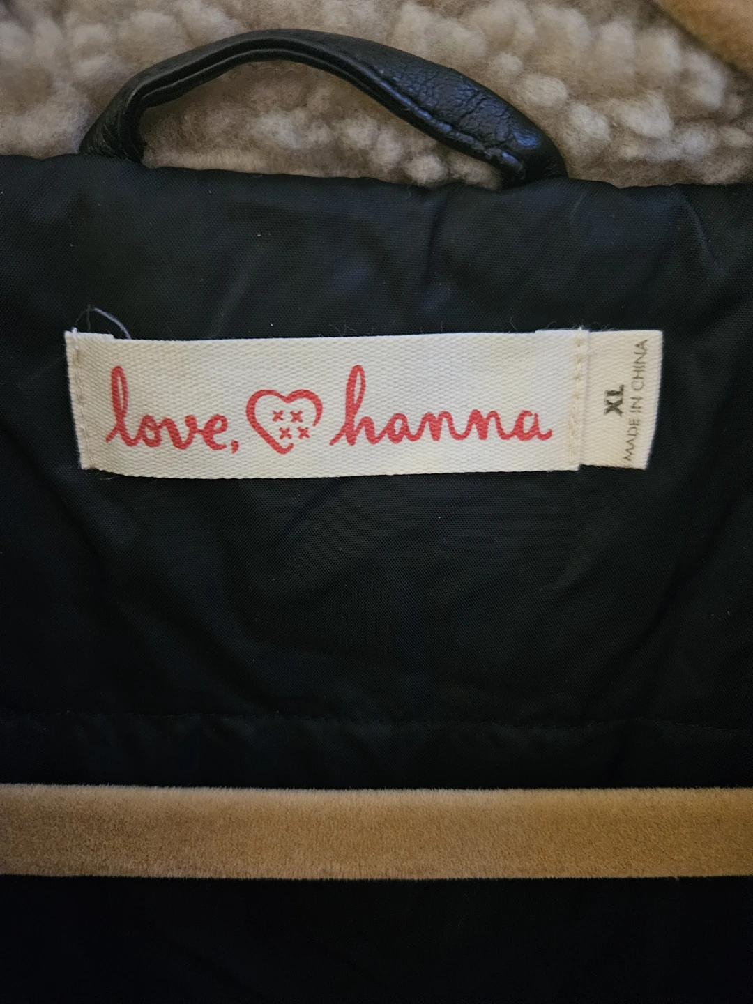Love, Hanna Black Faux Sherpa Lined Moto Jacket XL - photo 2