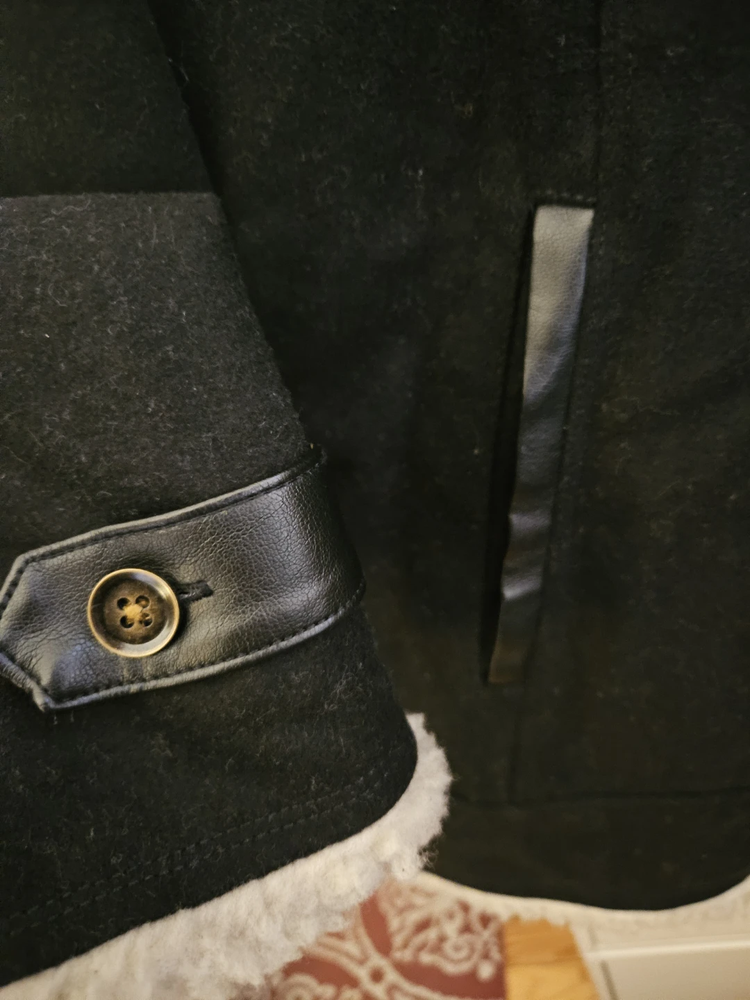 Love, Hanna Black Faux Sherpa Lined Moto Jacket XL - photo 3