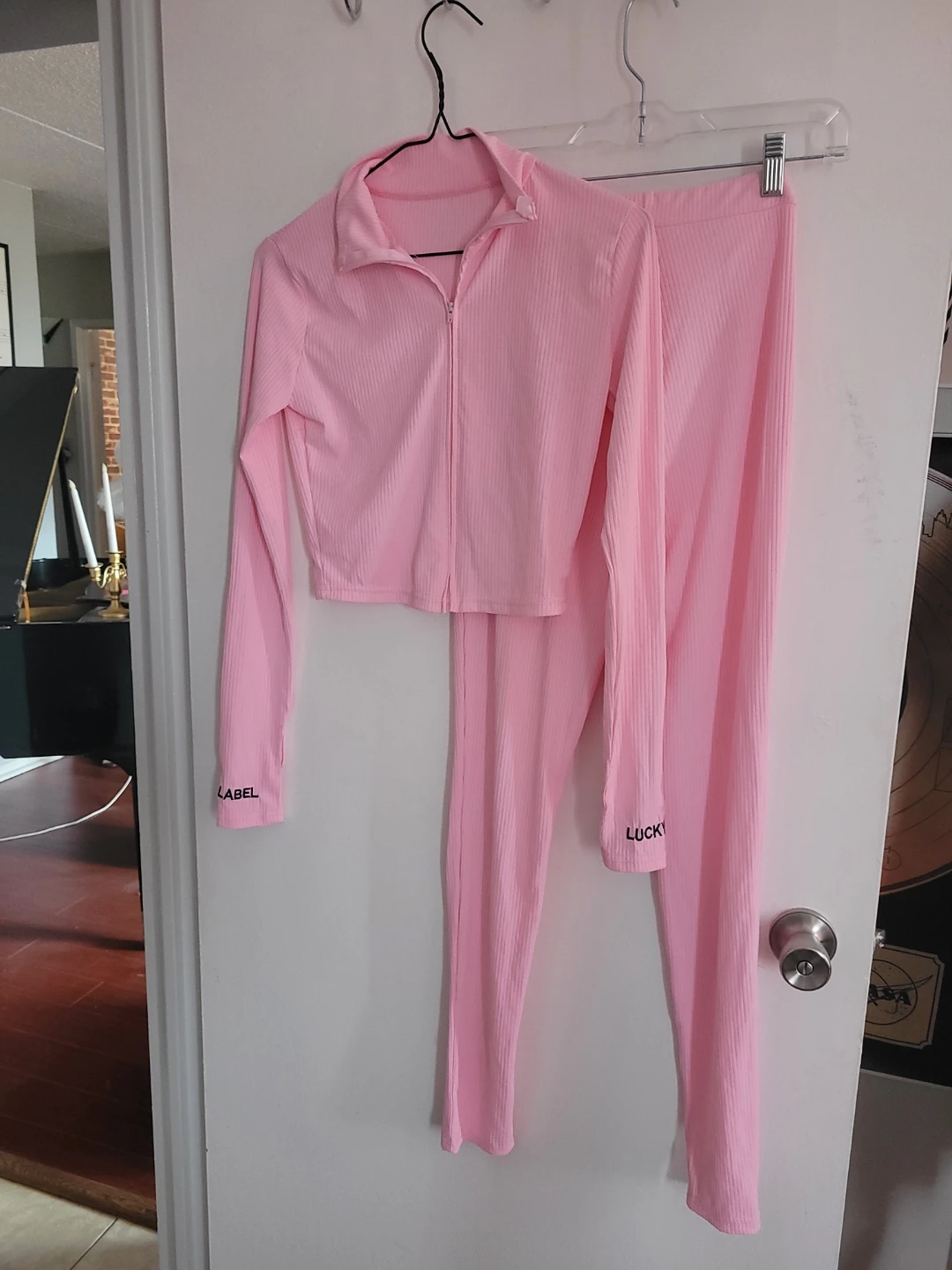 Pink Ribbed Track Set - Small