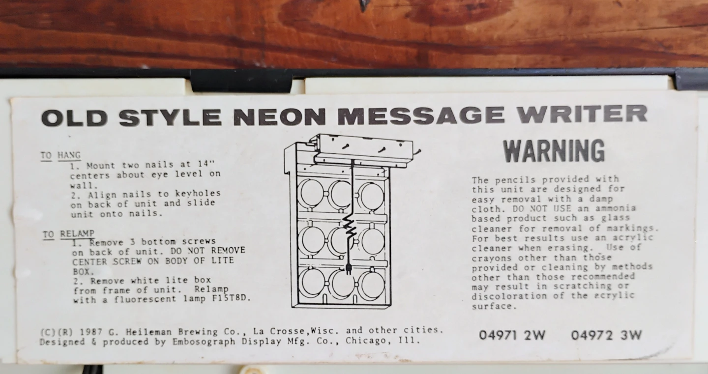 VINTAGE “OLD STYLE” BEER NEON MESSAGE MENU BOARD - photo 4