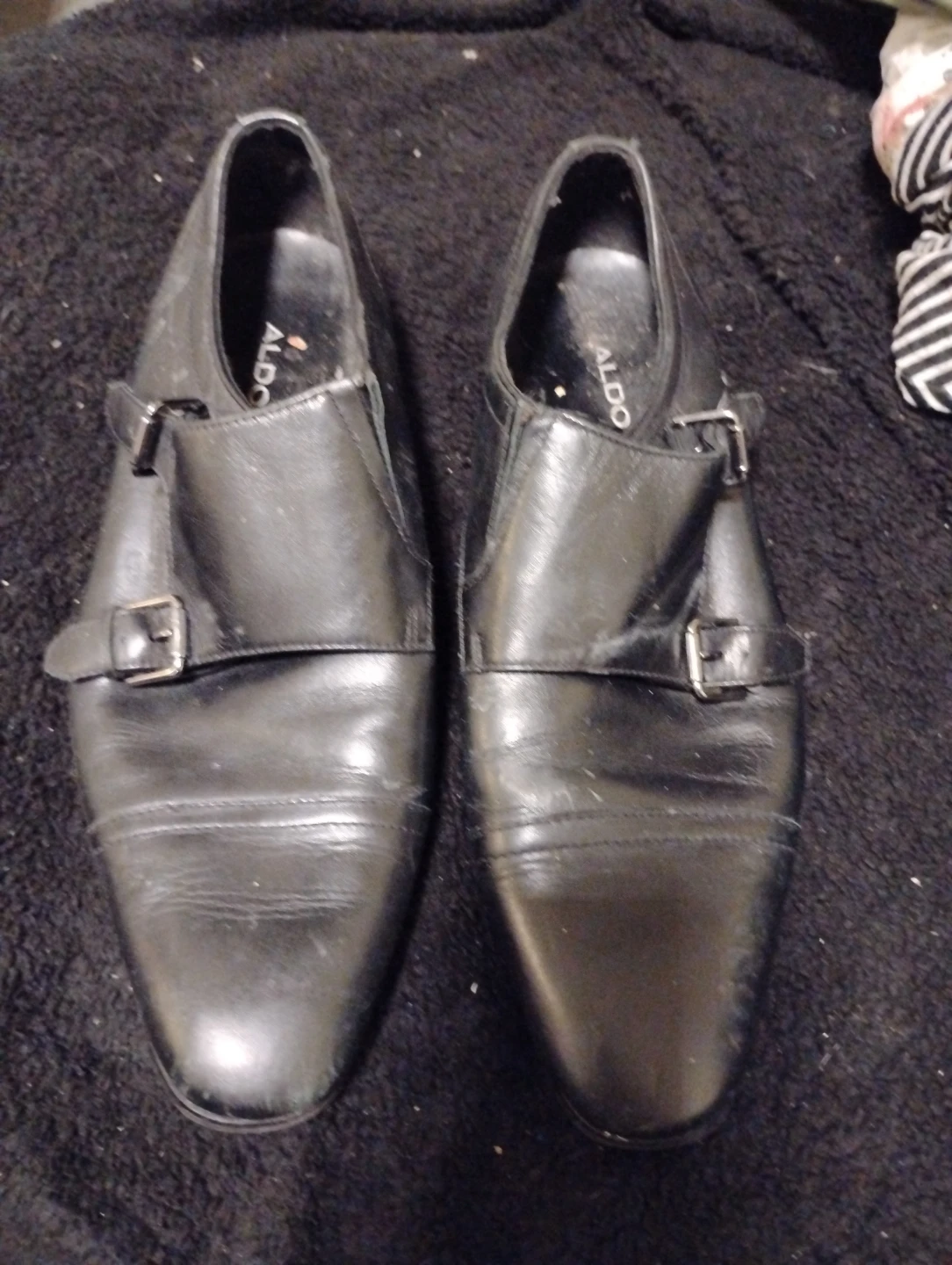 ALDO Black Leather Double Monk Strap Shoes