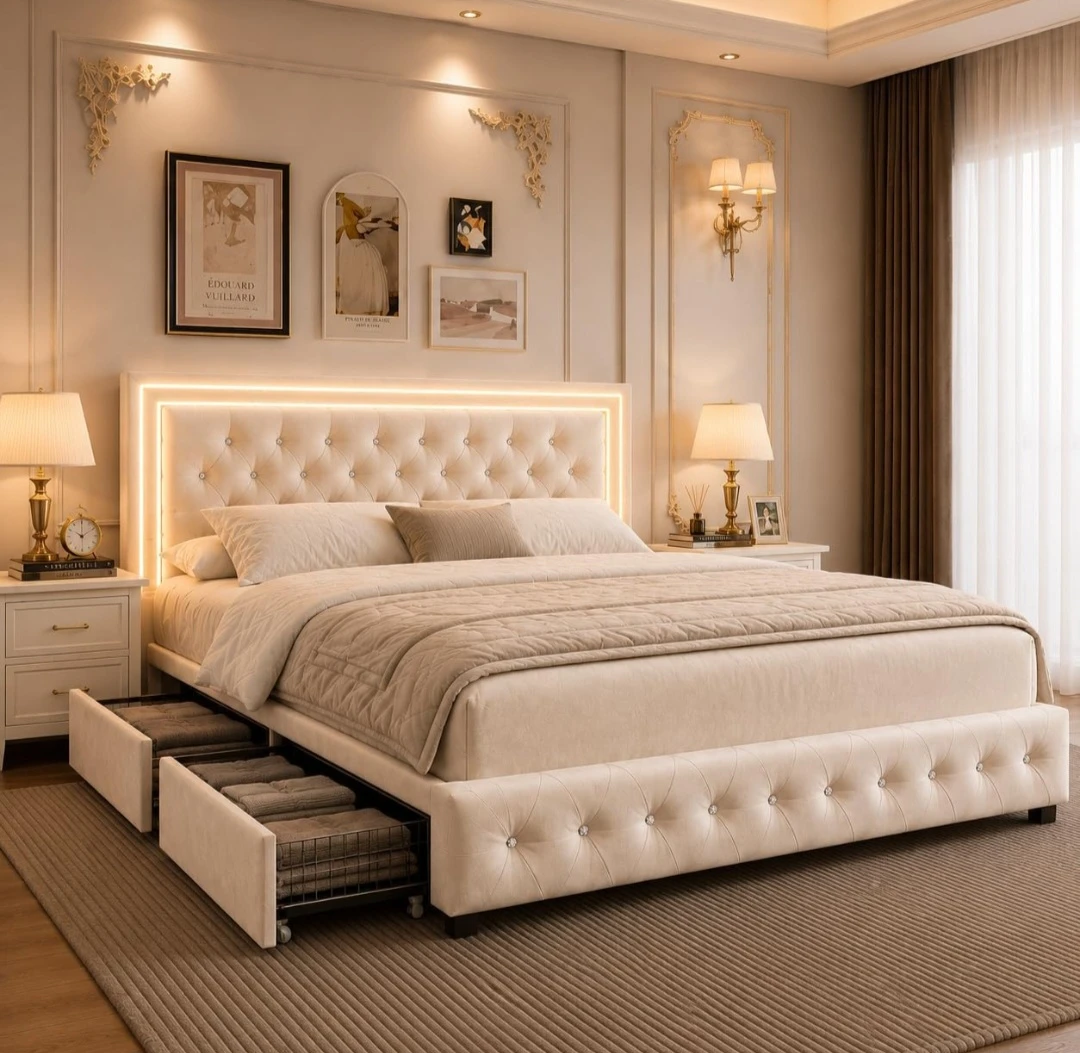 BNIB QUEEN Bed Frame with LED Headboard