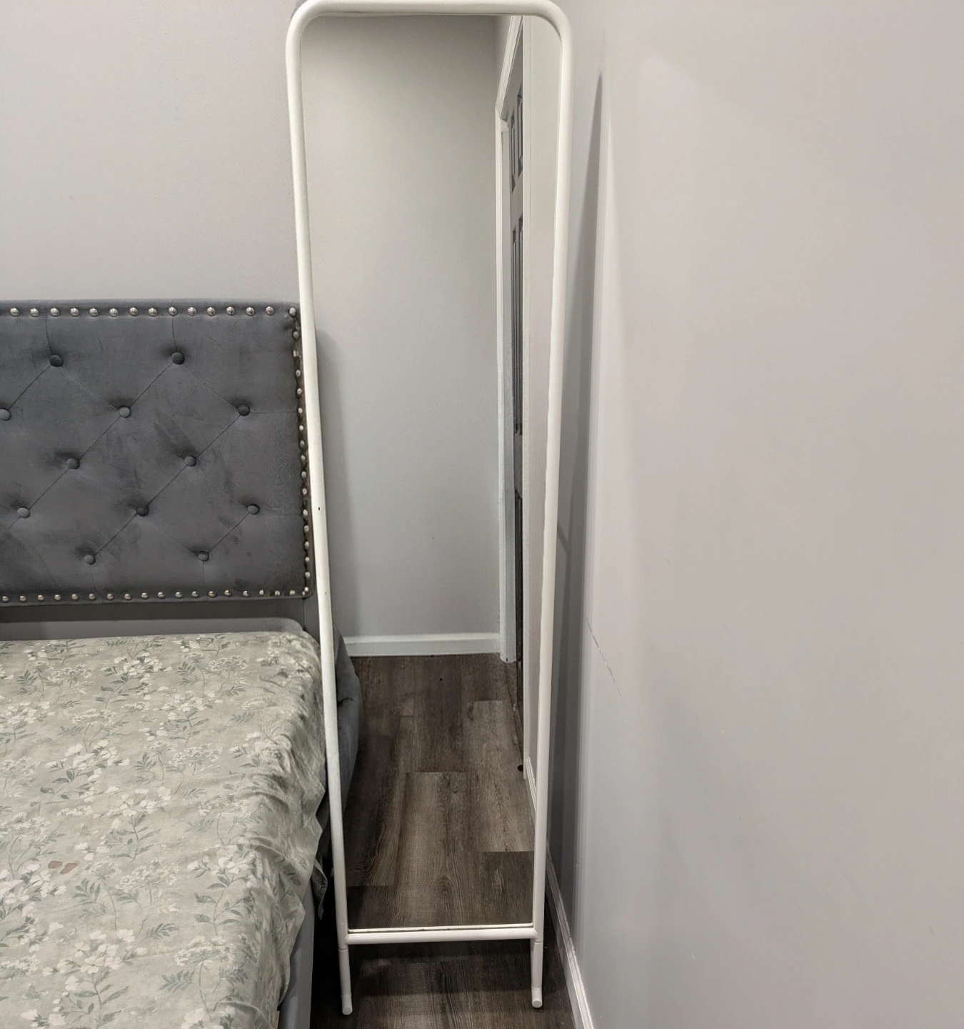 White Full Length Mirror with Hooks
