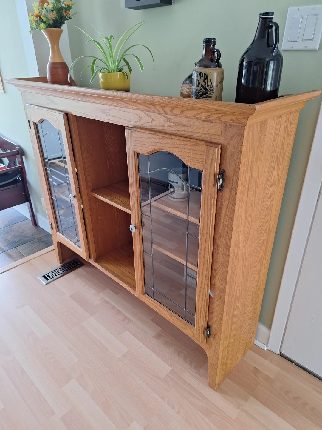 Oak Cabinet with Glass Doors - photo 2