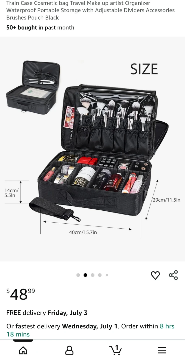 Professional Black Train Case Cosmetic Bag