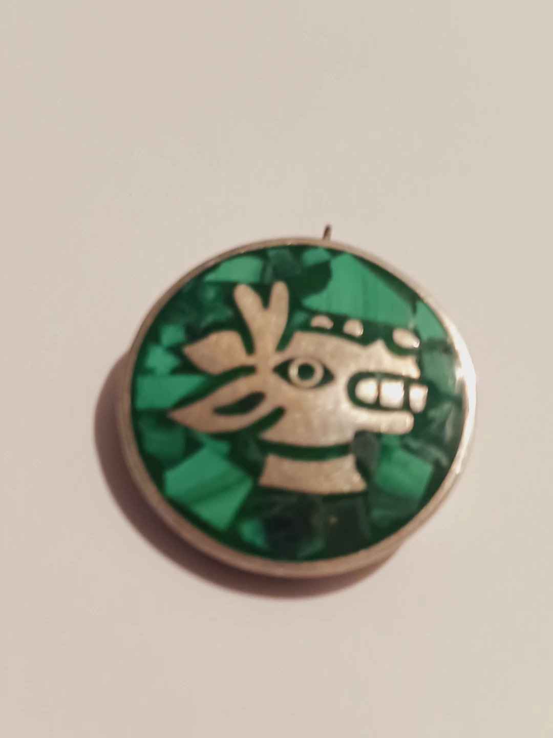 Taxco Mexico Sterling Silver 925 Malachite Pendant - photo 2
