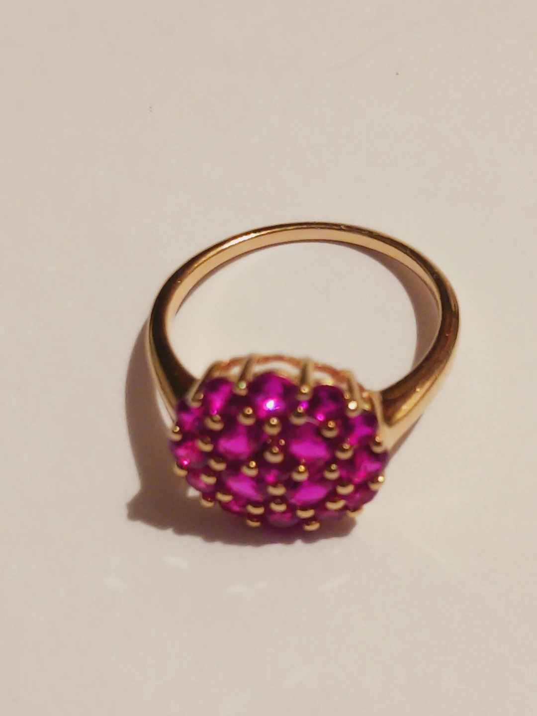 New !! Gold Overlay Sterling Silver 925 Pink stones ring. 7. - photo 2