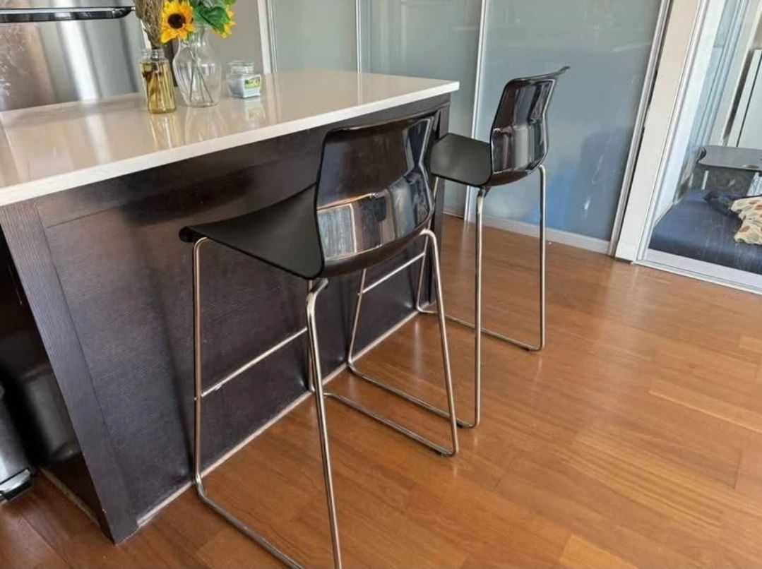 Set of 2 Black Bar Stools - photo 2