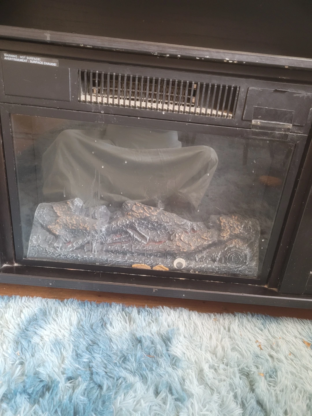 Black Electric Fireplace with Cabinet