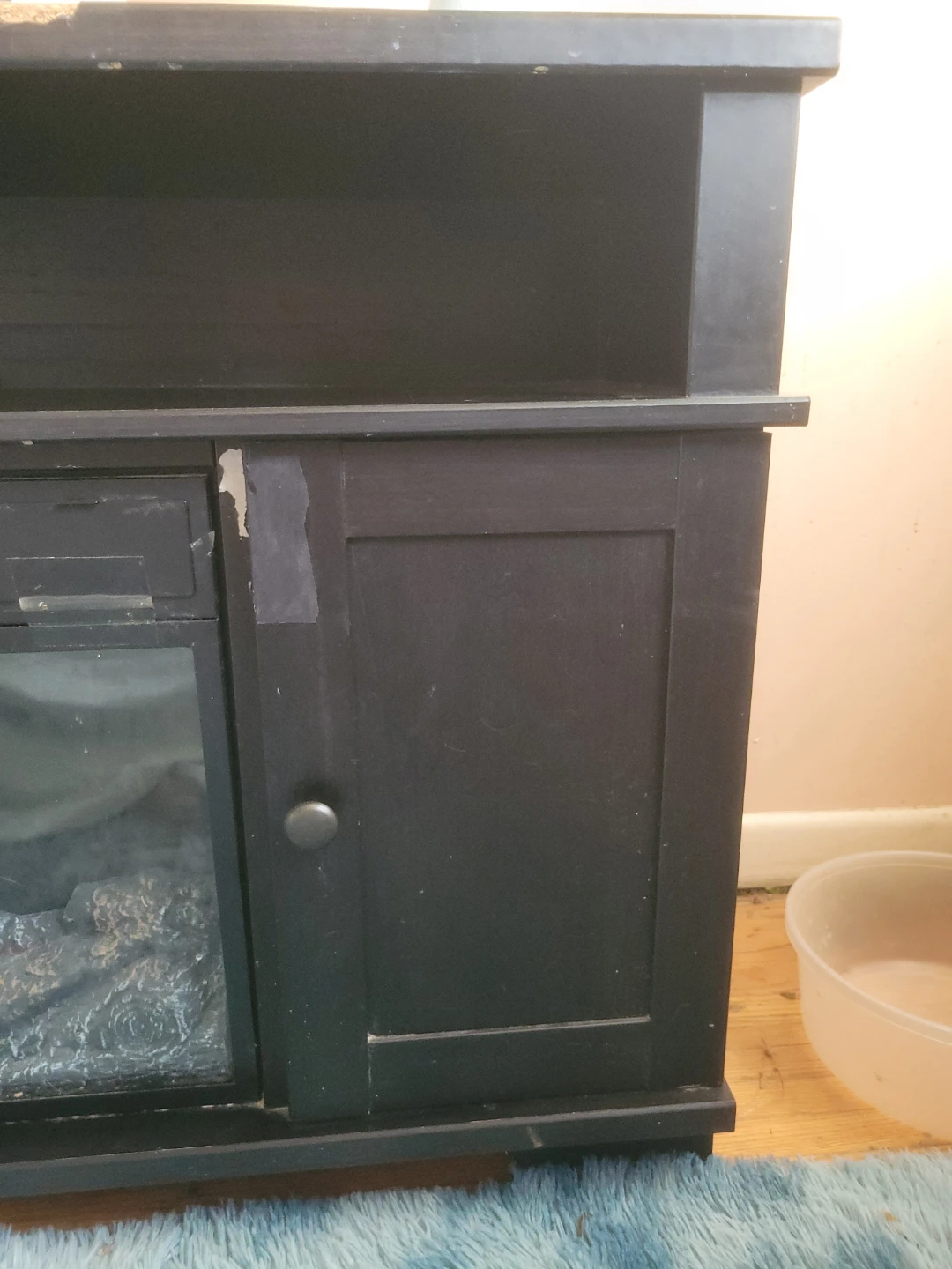 Black Electric Fireplace with Cabinet - photo 2