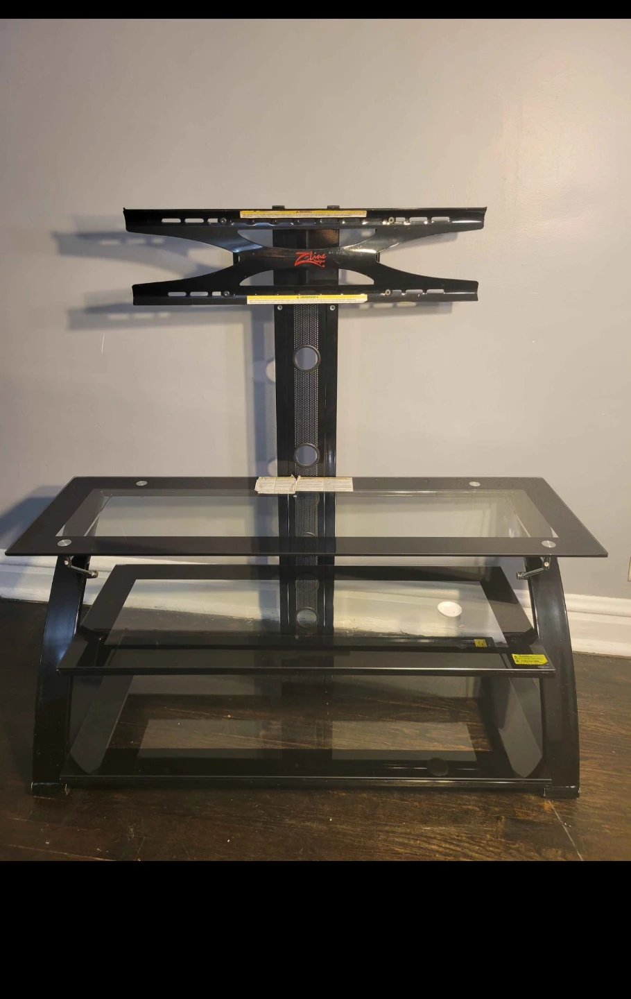 Black Glass TV Stand with Mount - photo 2