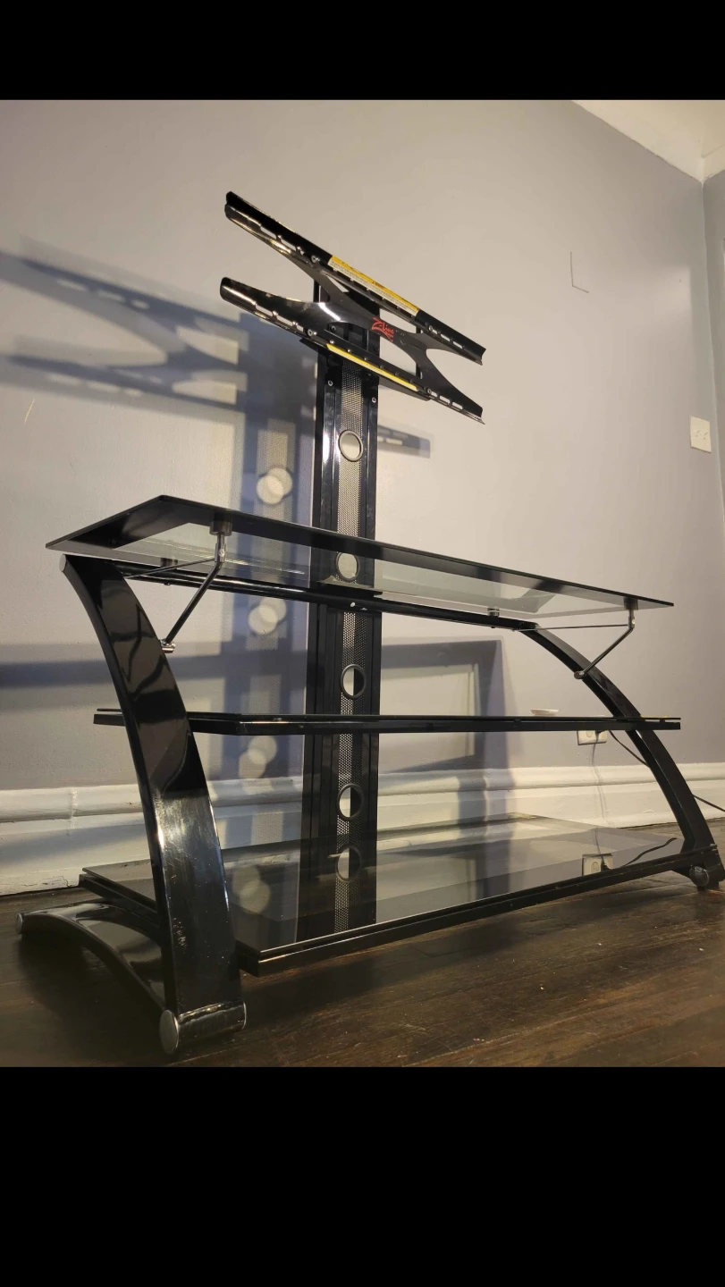 Black Glass TV Stand with Mount - photo 4