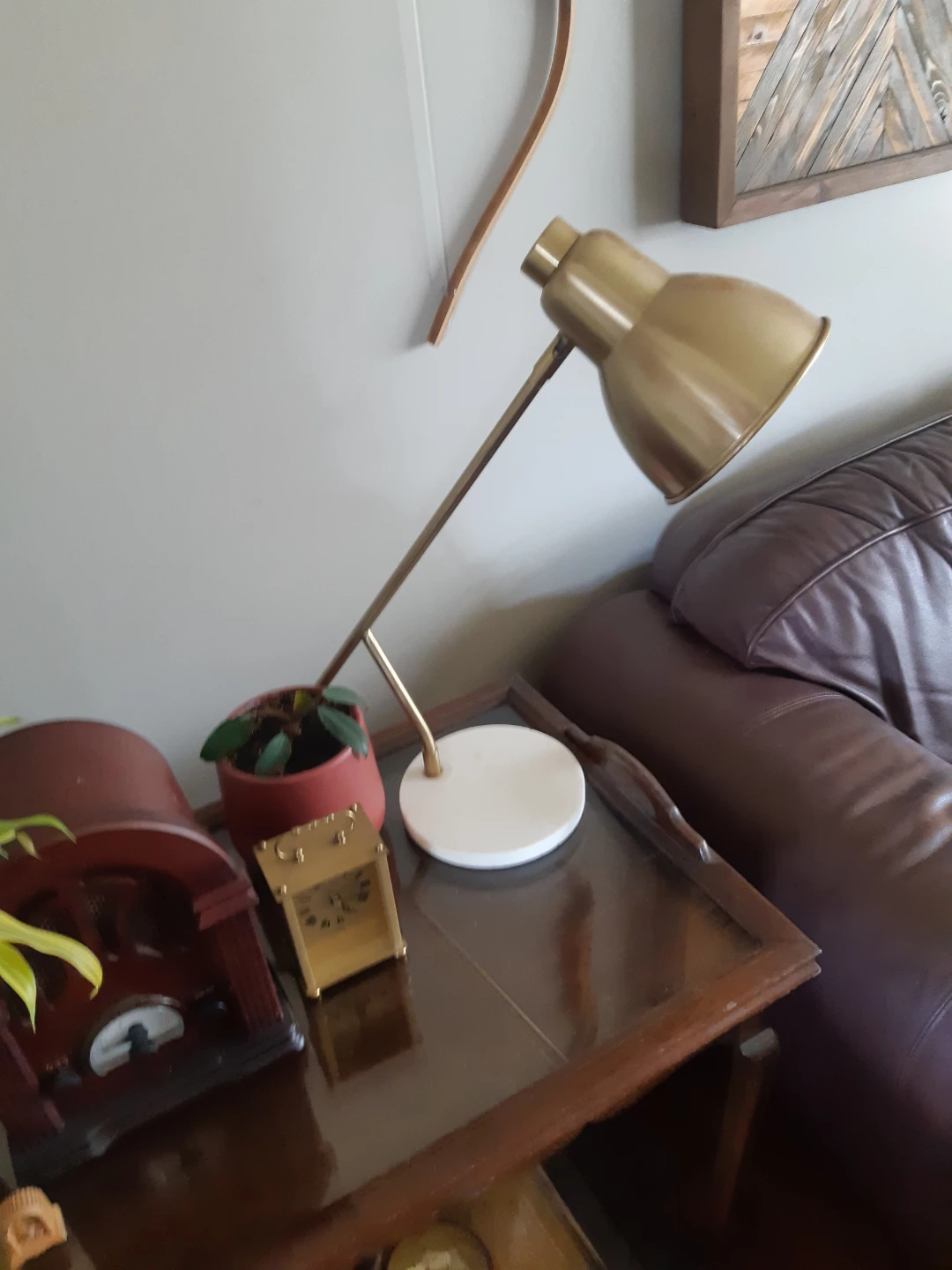 Brass hanging bell on marble base desk lamp - photo 5