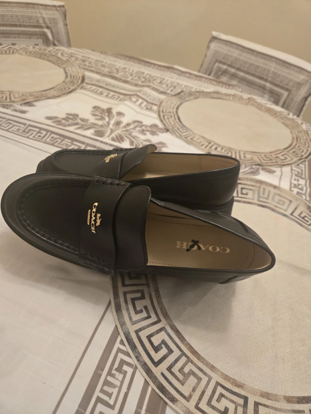 Coach Black Leather Platform Loafers Size 8B