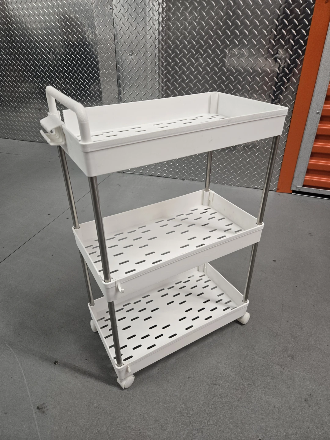 White 3-Tier Rolling Utility Storage Cart with Handle - photo 2