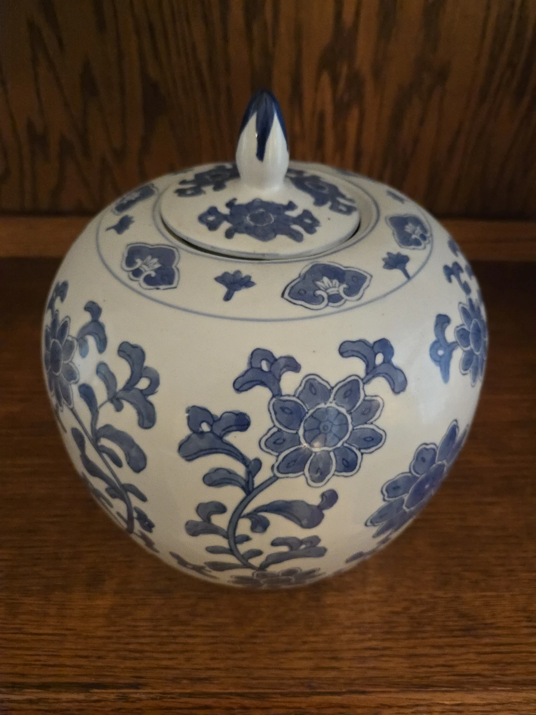 Blue and White Ginger Jar with Lid