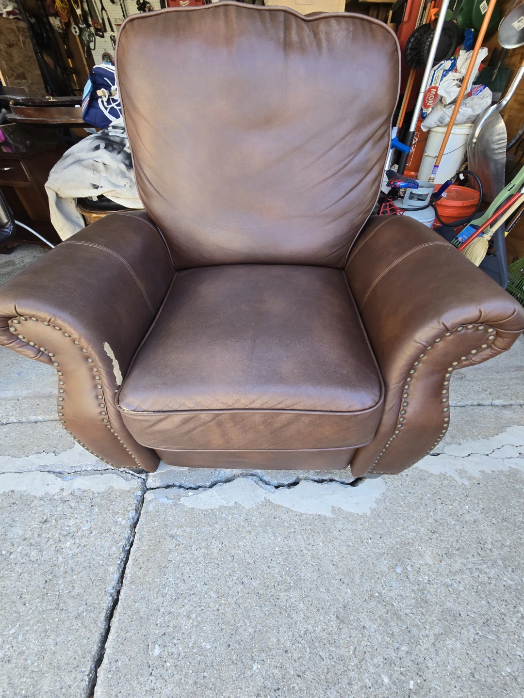 Brown Faux Leather Accent Chair