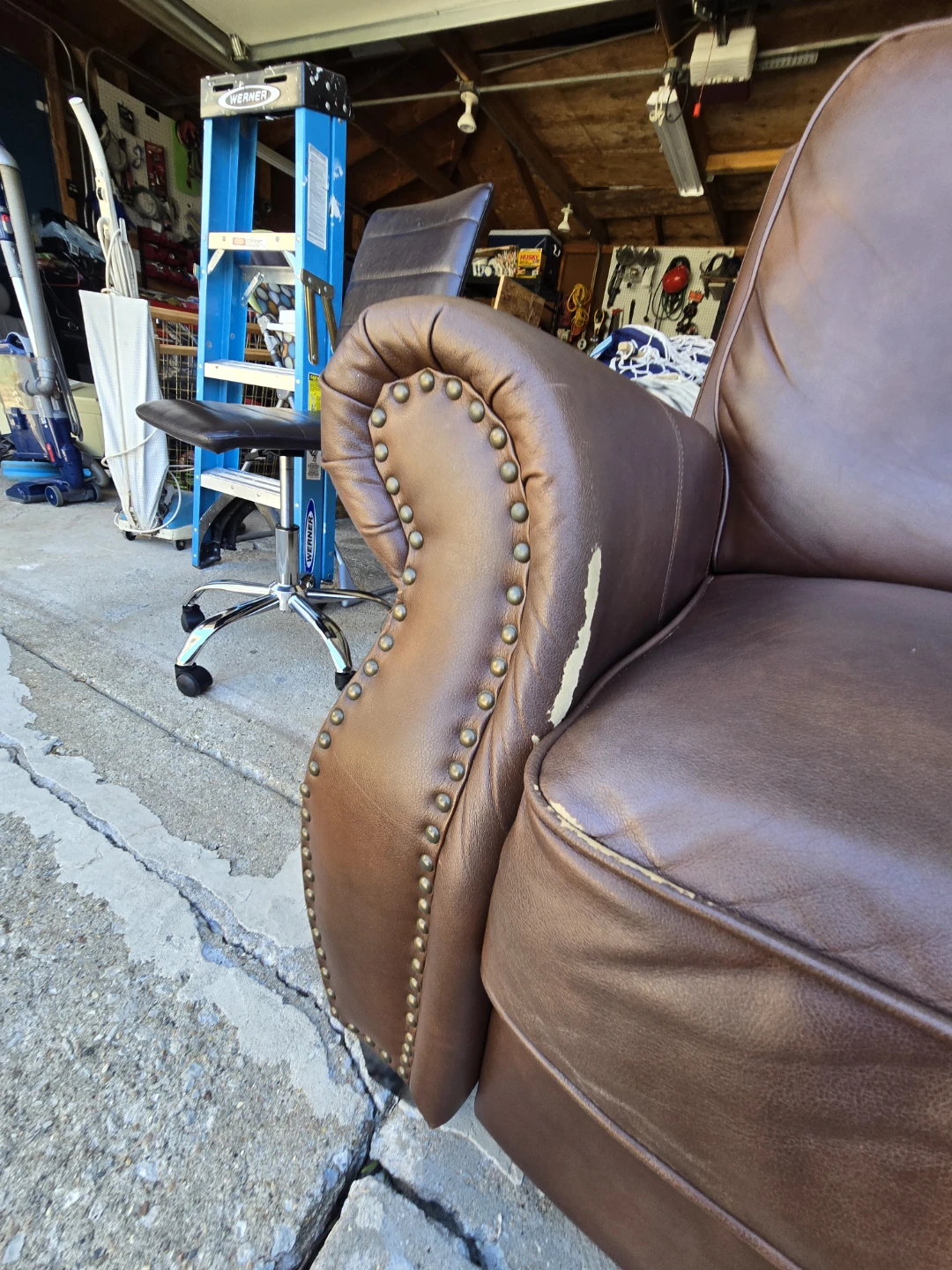 Brown Faux Leather Accent Chair - photo 3