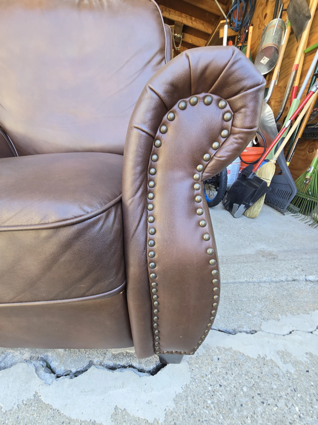 Brown Faux Leather Accent Chair - photo 4