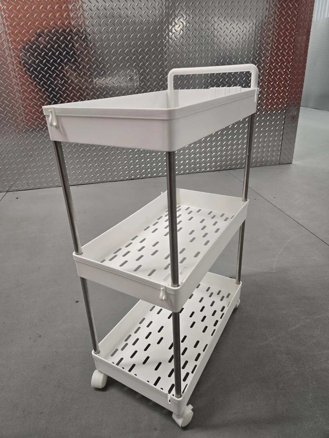 White 3-Tier Rolling Utility Storage Cart with Handle - photo 3