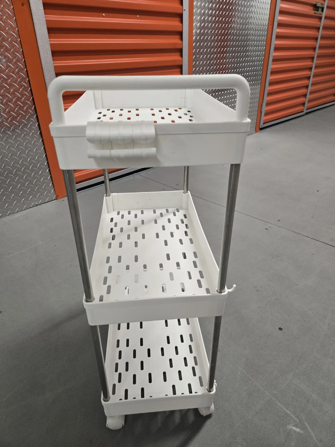 White 3-Tier Rolling Utility Storage Cart with Handle - photo 4