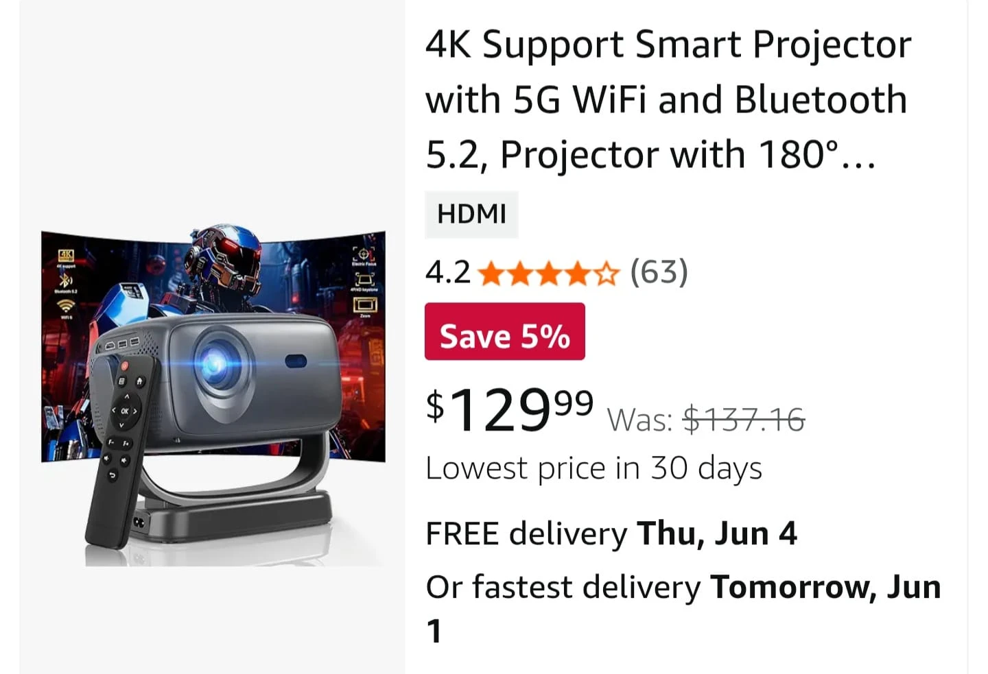 Smart Projector with 5G WiFi and Bluetooth - photo 5