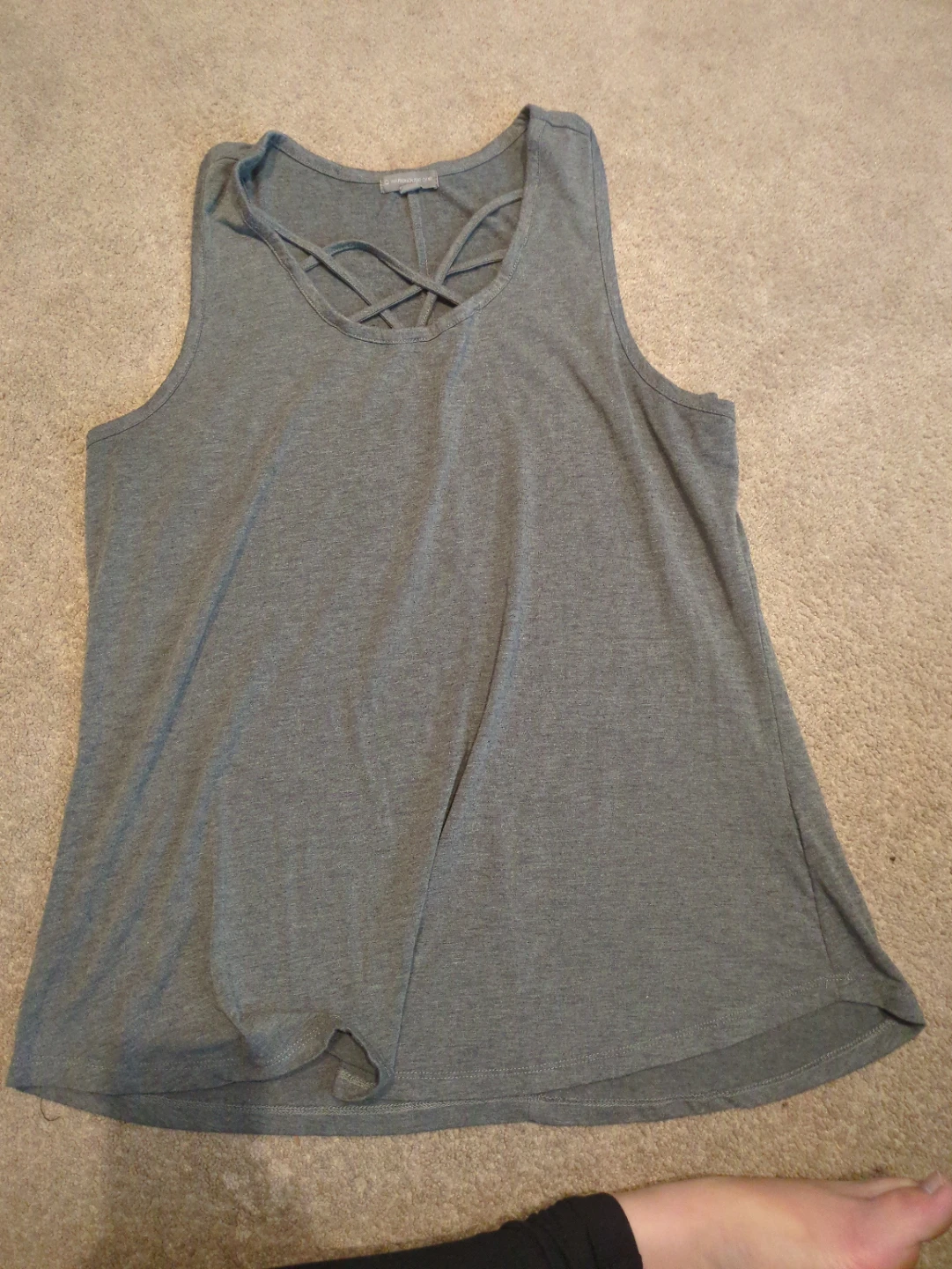 Grey Lattice Neck Tank Top XL