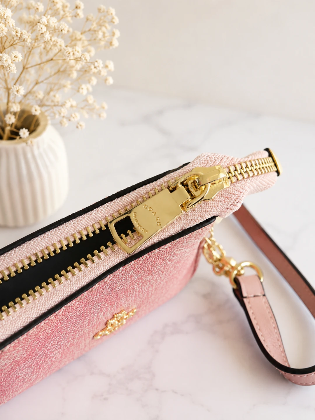 Coach Pink Signature Canvas Wristlet Pouch with Dust Bag - photo 2
