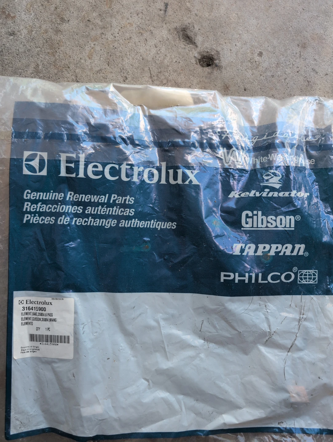 Electrolux Genuine Renewal Part Oven Heating Element
