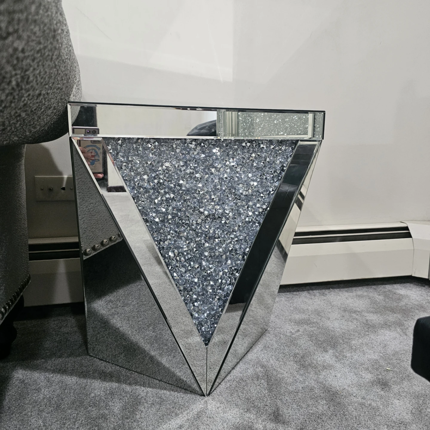 Crushed Crystal Mirrored End Table - photo 5