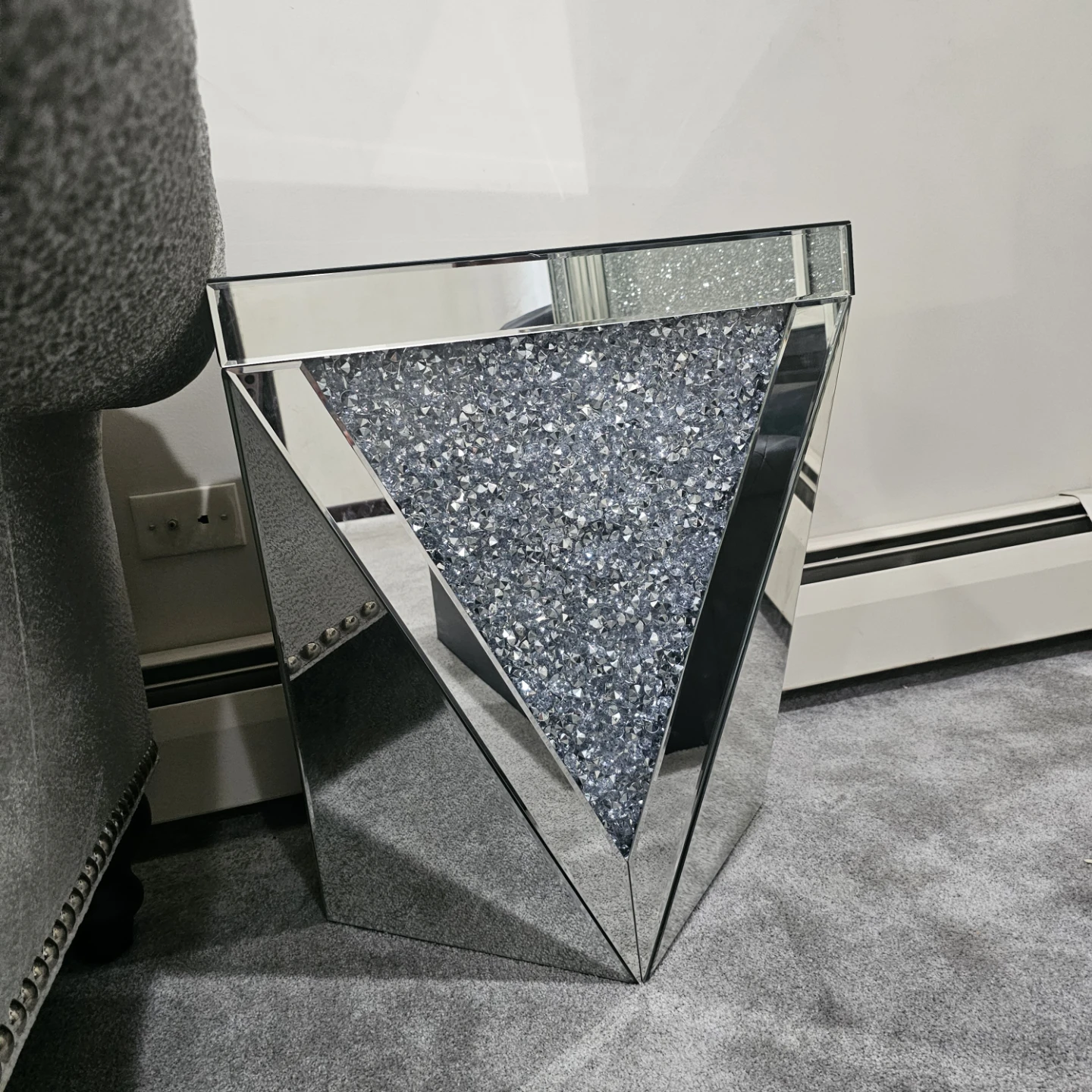Crushed Crystal Mirrored End Table