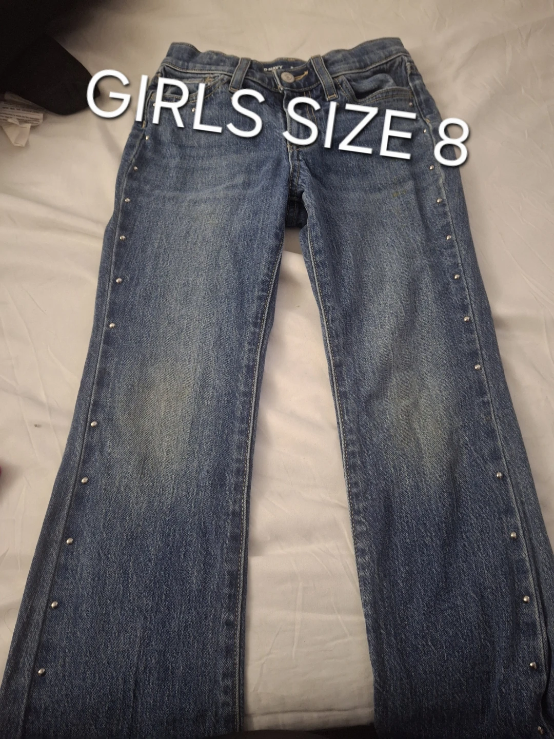 Girls’ ONatty Jeans Size 8 Studded Blue Denim