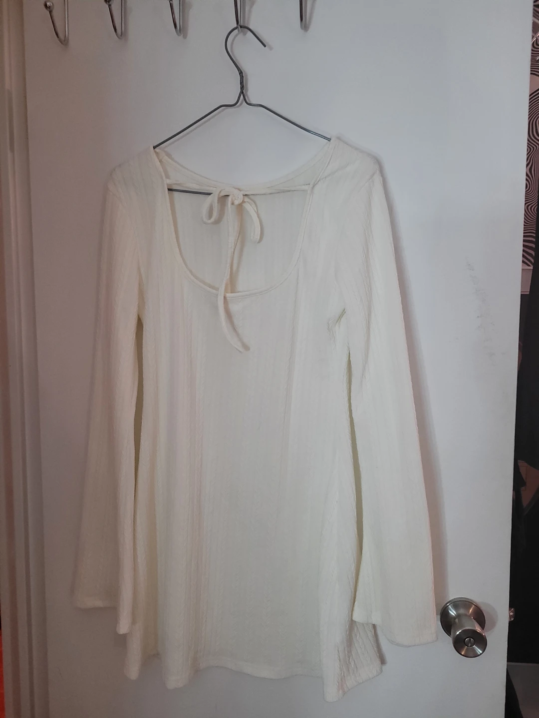Cream Knit Bell Sleeve Top - photo 3