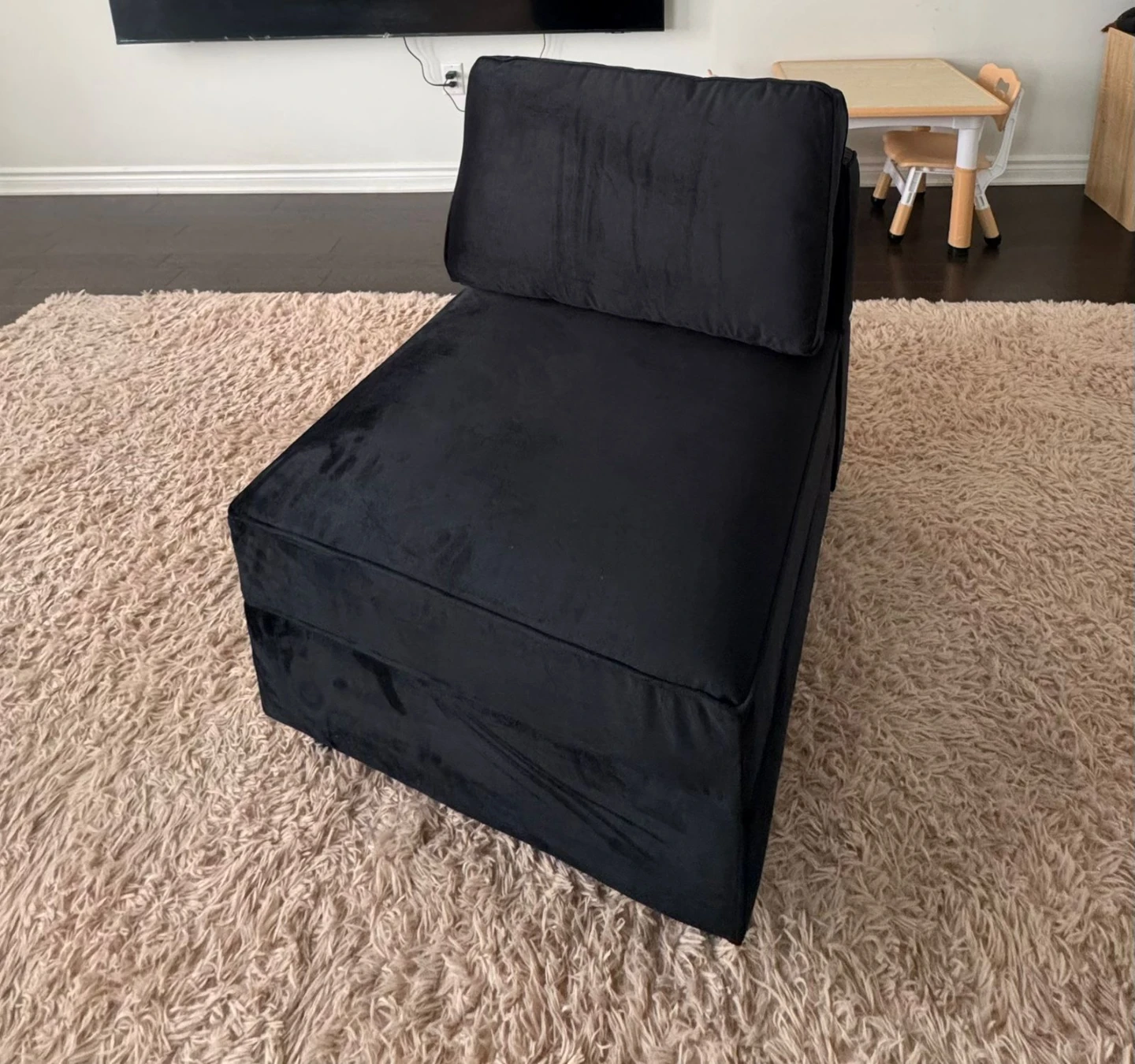 Black Velvet Storage Ottoman Chair