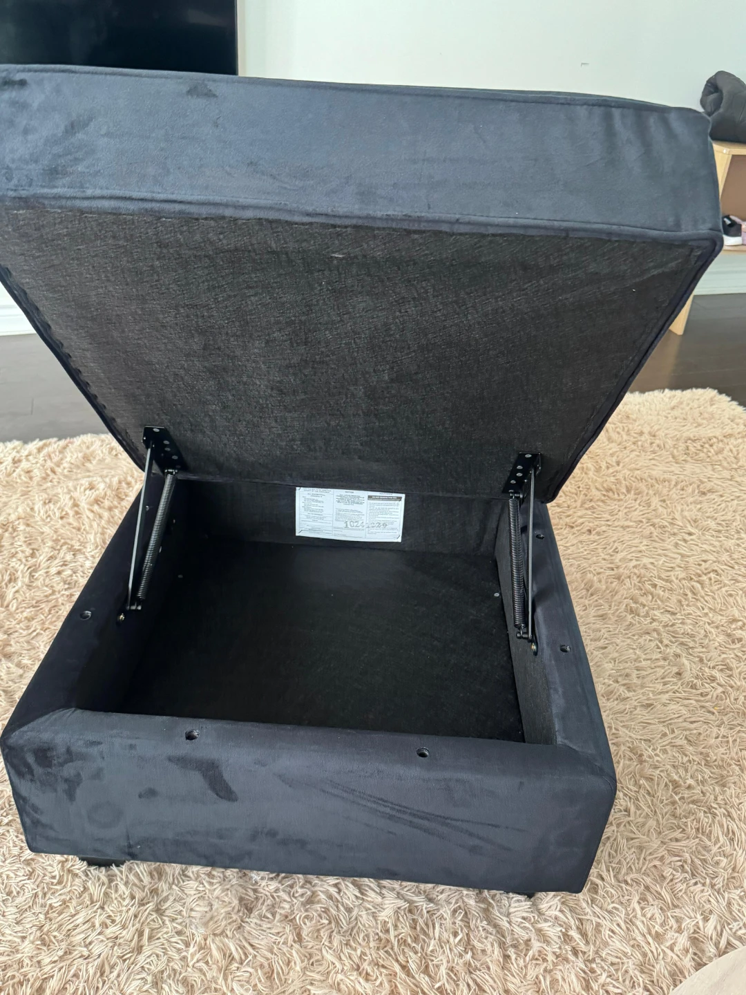 Black Velvet Storage Ottoman Chair - photo 3