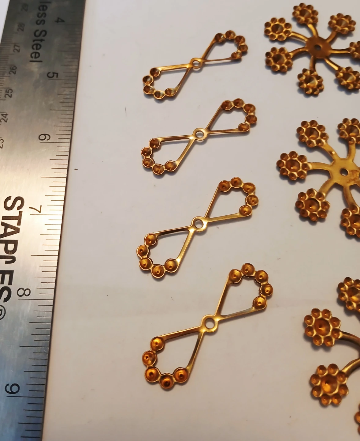 7 Brass Craft Embellishments - Snowflake & Bow Tie Shapes - photo 4