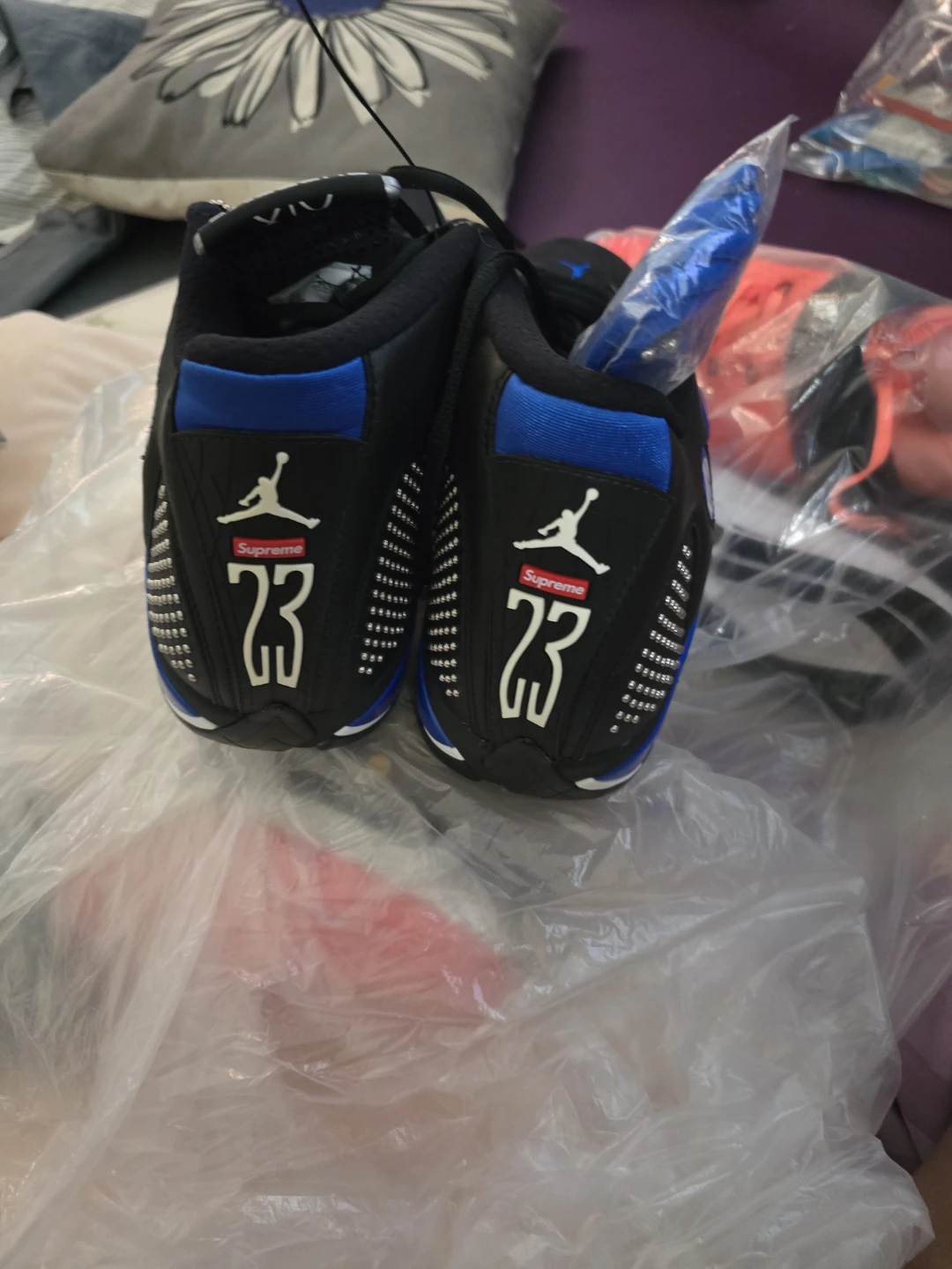 Supreme Air Jordan 14 "Black Royal" Sneakers - photo 3