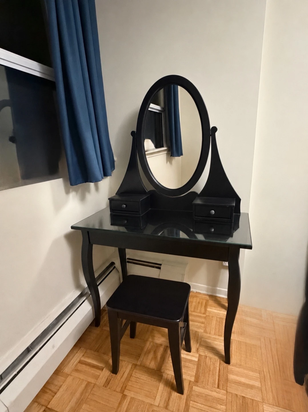 IKEA HEMNES Vanity Table with Mirror and Stool