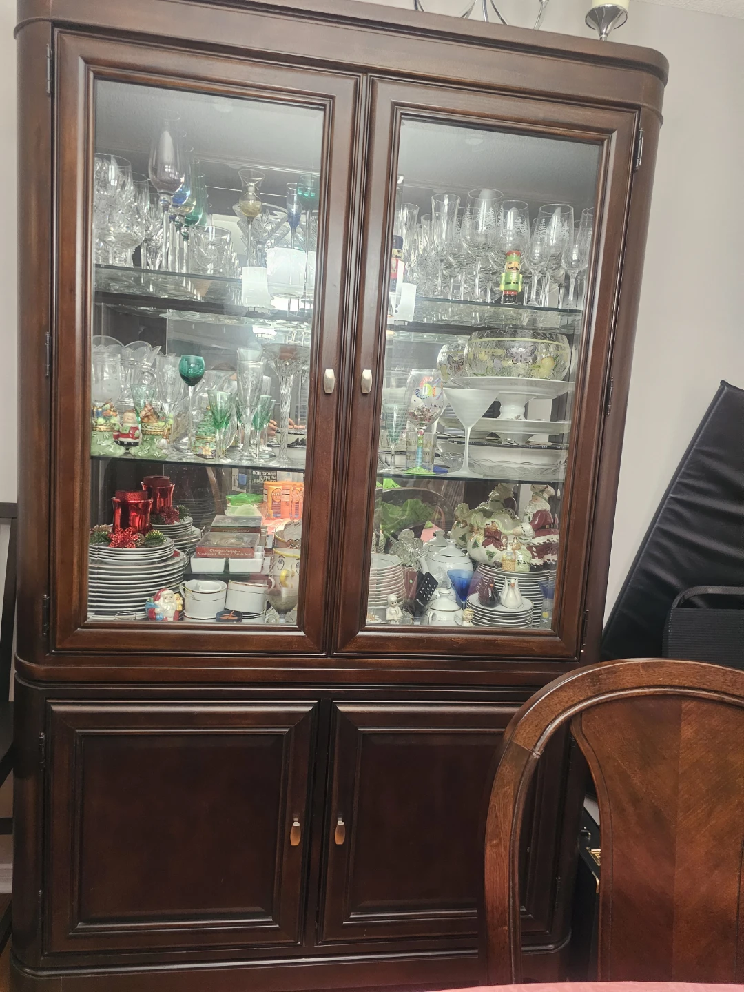 Wooden China Cabinet with Glass Doors